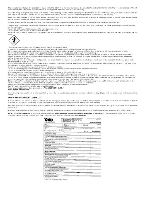 Yale MLW020LC, MLW025LC, MLW030LC, MLW040LC Stacker B819 Service Repair Manual - Image 2