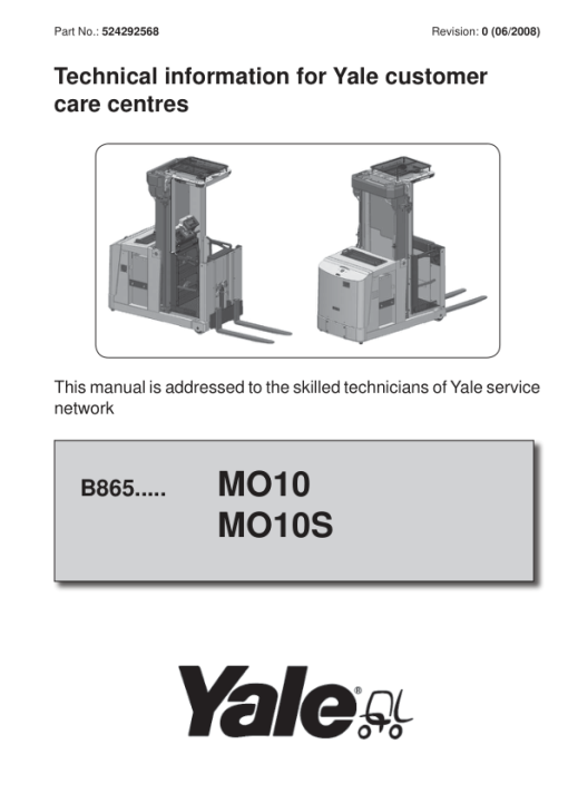 Yale MO10, MO10S, MO10SWP Order Picker B865 Service Repair Manual