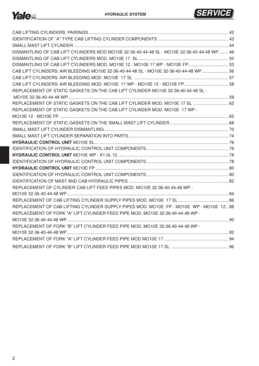 Yale MO10E Order Picker C862 Service Repair Manual - Image 2