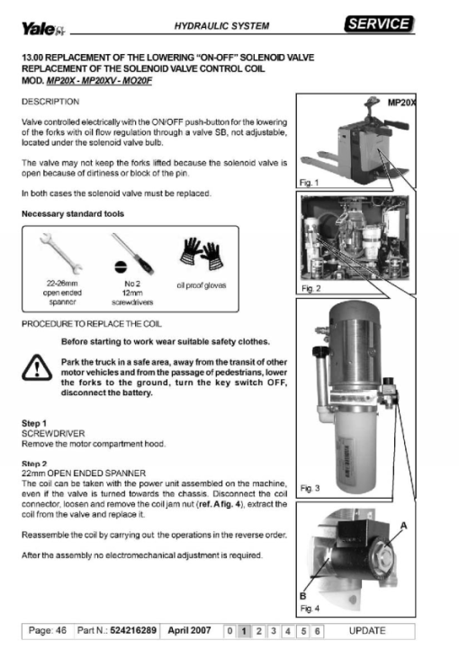 Yale MO20F Electric Pallet Stacker A943 Service Repair Manual - Image 3