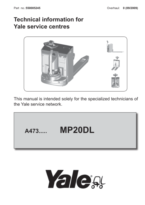 Yale MP20DL Pallet Truck A473 Service Repair Manual