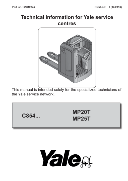 Yale MP20T, MP25T Pallet C854 Service Repair Manual