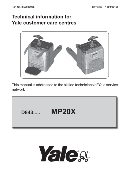 Yale MP20X FBW Pallet Truck D483 Series Repair Manual