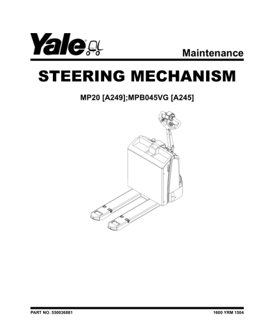 Yale MPB045VG Pallet Truck A245 Series Repair Manual