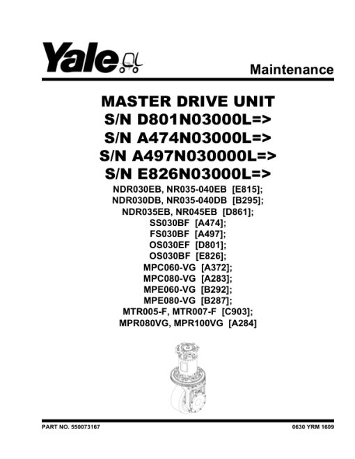 Yale MPC060VG, MPC080VG Pallet Truck A283 Series Repair Manual