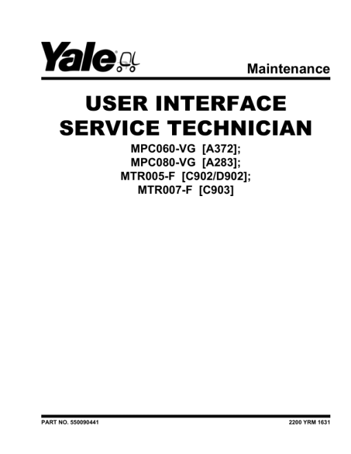 Yale MPC060VG, MPC080VG Pallet Truck A283 Series Repair Manual - Image 2