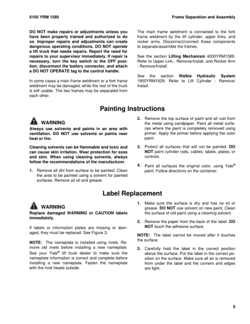 Yale MPC060VG, MPC080VG Pallet Truck A372 Series Repair Manual - Image 5