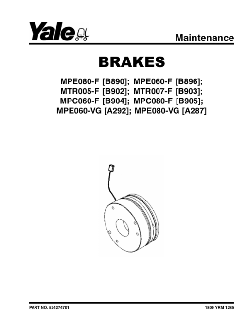 Yale MPE060VG Pallet Truck A292 Series Repair Manual - Image 3