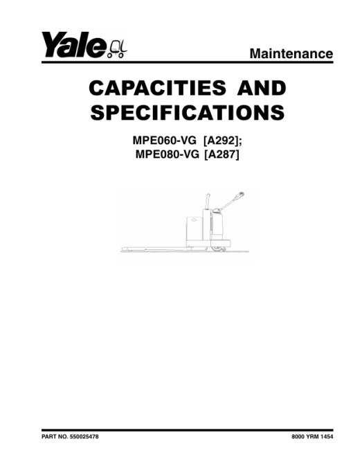 Yale MPE060VG Pallet Truck A292 Series Repair Manual - Image 4