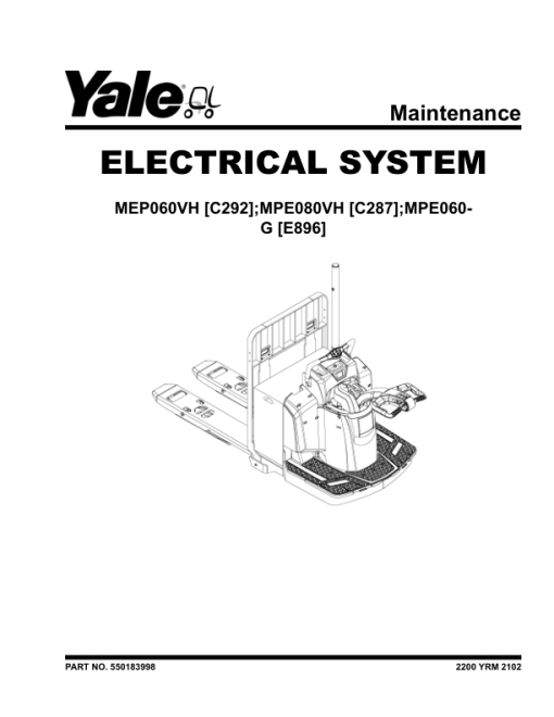 Yale MPE060VH Rider Pallet Jack C292 Service Repair Manual