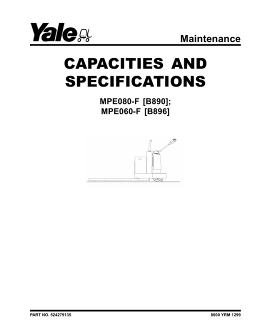 Yale MPE080F Pallet Truck B890 Service Repair Manual - Image 3