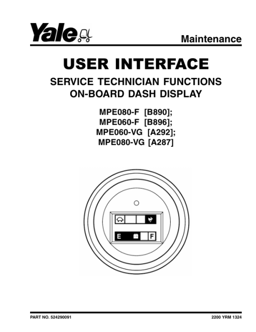 Yale MPE080F Pallet Truck B890 Service Repair Manual - Image 4