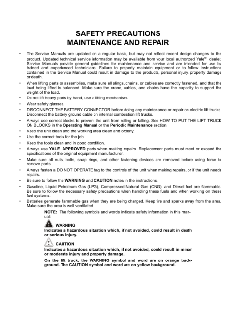 Yale MPW060E Pallet A897 Service Repair Manual - Image 3