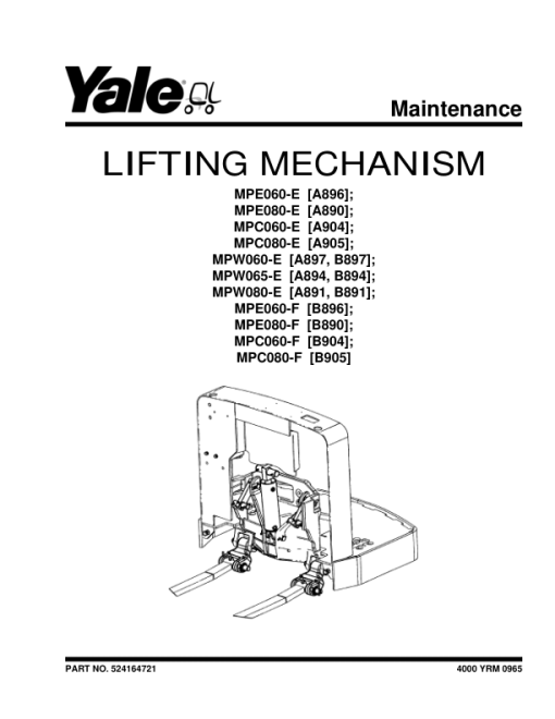 Yale MPW064E Pallet Truck B894 Service Repair Manual