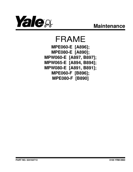 Yale MPW080F Pallet Truck B891 Service Repair Manual