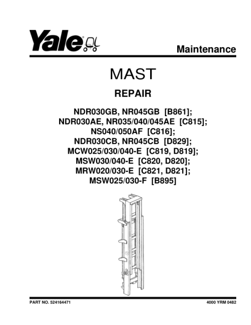 Yale MRW020E, MRW030E, MSW040E Walkie Reach Stacker D820, D821 Series Repair Manual