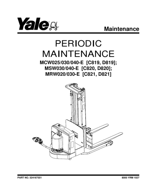 Yale MRW020E, MRW030E, MSW040E Walkie Reach Stacker D820, D821 Series Repair Manual - Image 3