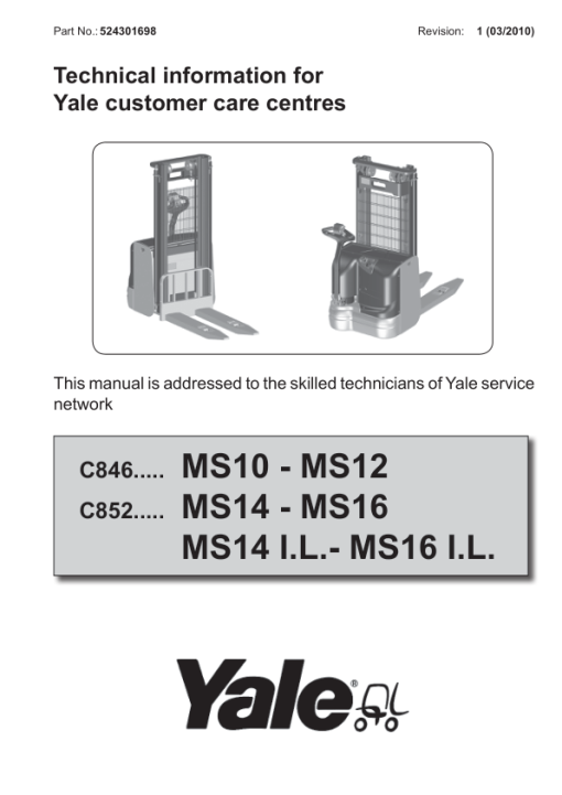 Yale MS10AC, MS12AC Stacker C846 Service Repair Manual