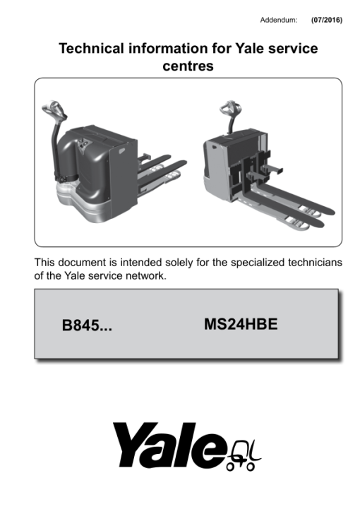 Yale MS10E Stacker B845 Service Repair Manual