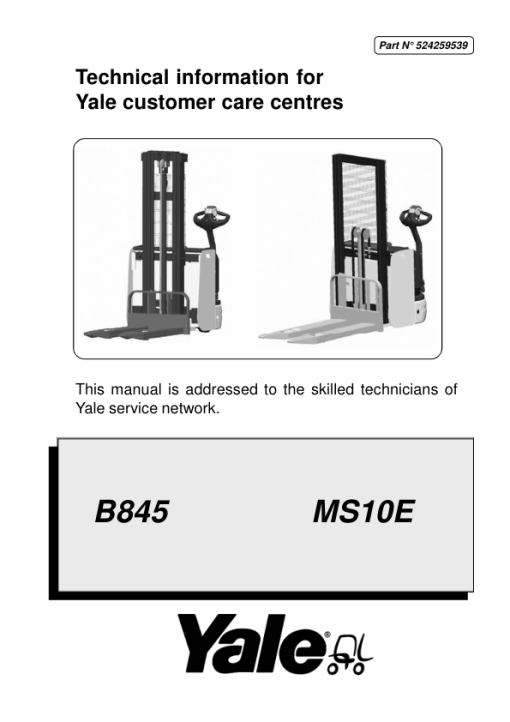 Yale MS10E Stacker B845 Service Repair Manual - Image 4