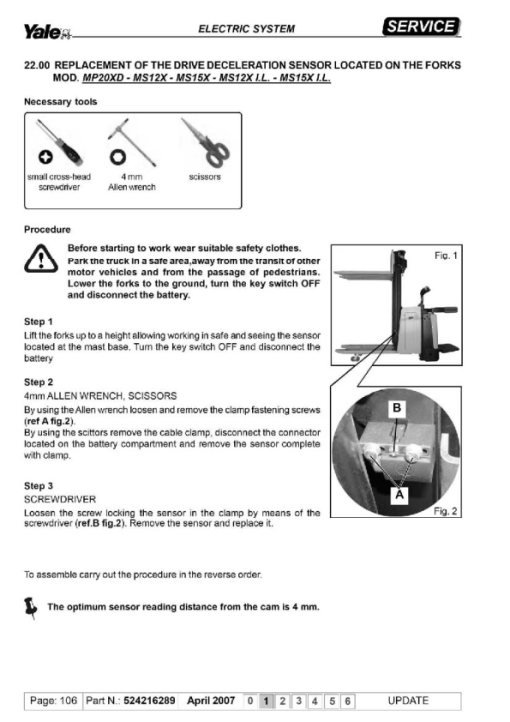 Yale MS12X, MS15X Reach Truck C847 Service Repair Manual - Image 2