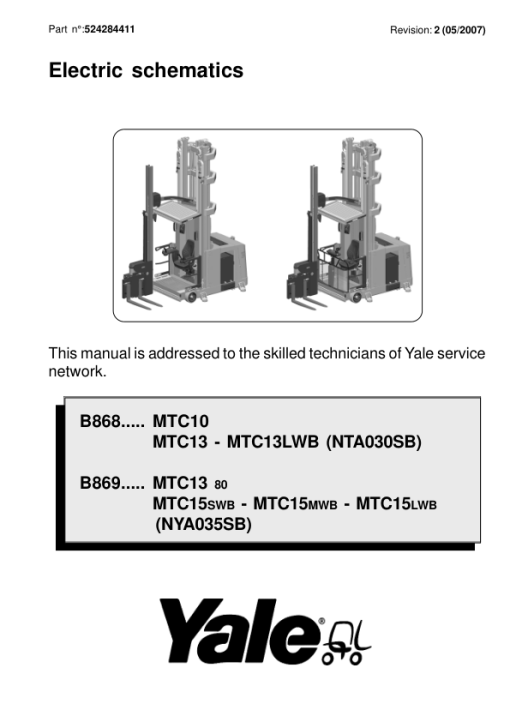 Yale MTC10, MTC13, MTC13LWB Order Picker B868 Service Repair Manual