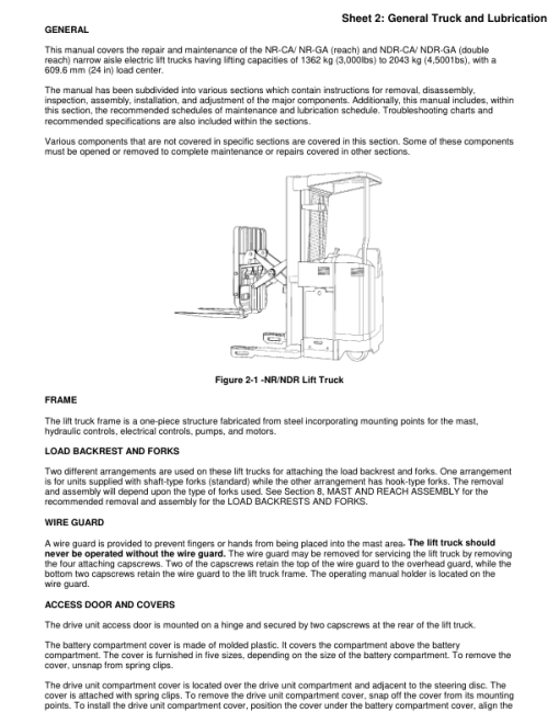 Yale NDR030CA, NDR030GA, NDR045CA, NDR045GA Forklift A861 Service Repair Manual - Image 3