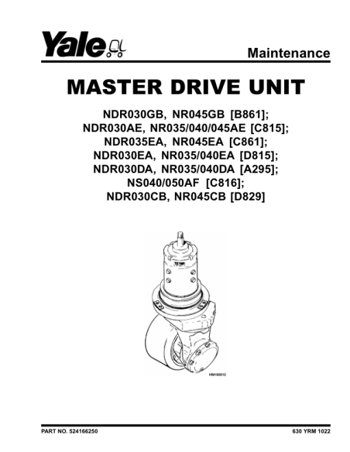 Yale NDR030DA, NR035DA, NR040DA Forklift A295 Series Repair Manual