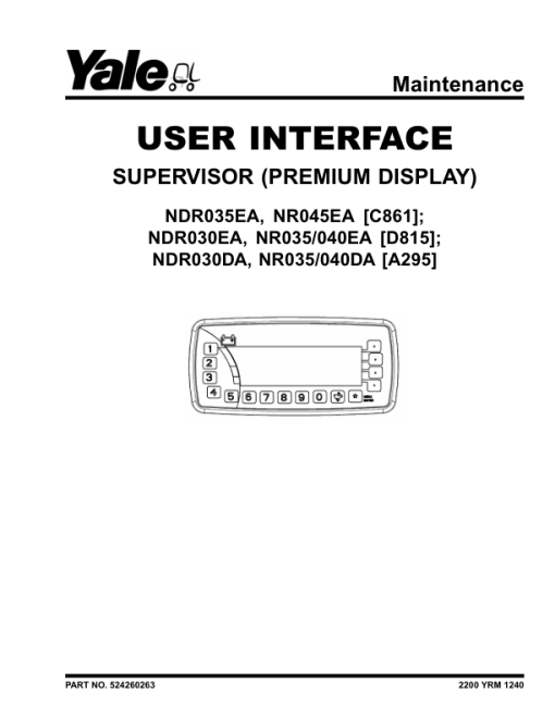 Yale NDR030DA, NR035DA, NR040DA Forklift A295 Series Repair Manual - Image 2