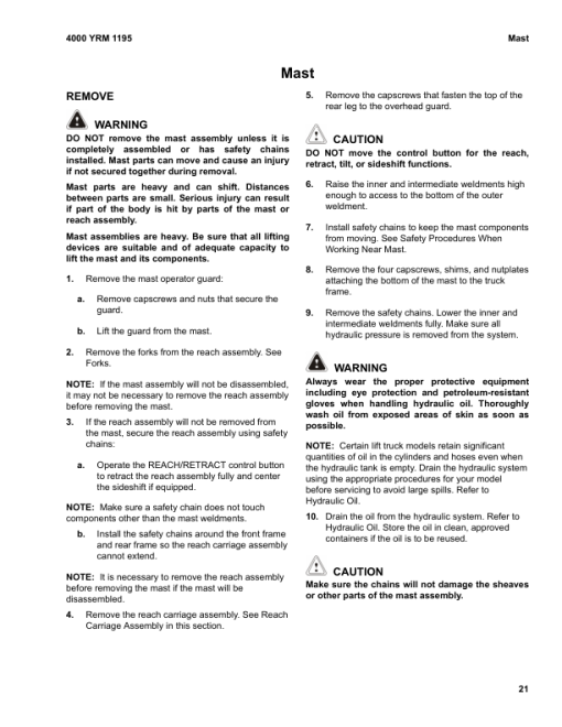 Yale NDR030DB, NR035DB, NR040DB Lift Truck B295 Service Repair Manual - Image 4