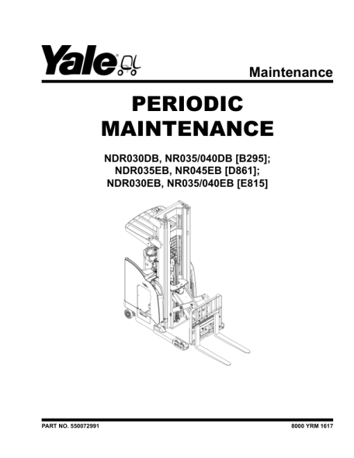 Yale NDR030EB, NR040EB, NR035EB Reach Truck E815 Series Repair Manual - Image 4