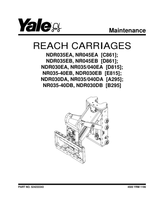 Yale NDR035EB, NR045EB Reach Truck D861 Series Repair Manual