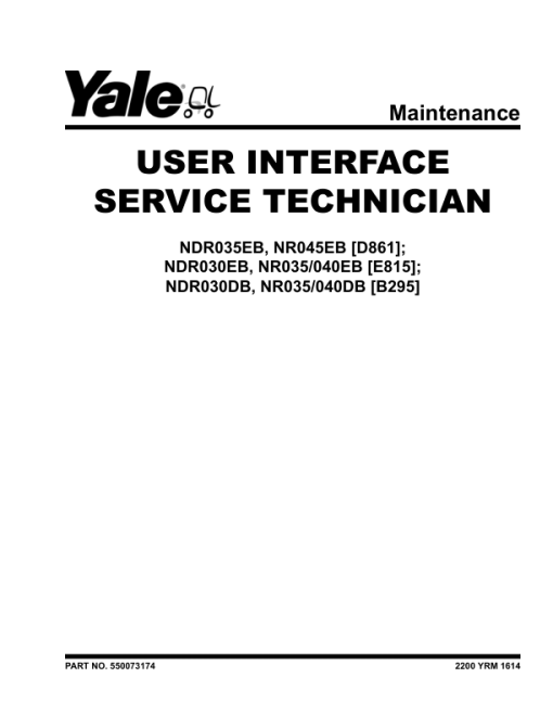 Yale NDR035EB, NR045EB Reach Truck D861 Series Repair Manual - Image 3