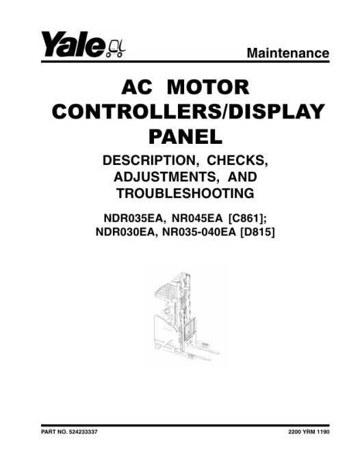 Yale NR045EA, NDR035EA Electric Narrow Aisle C861 Service Repair Manual - Image 2