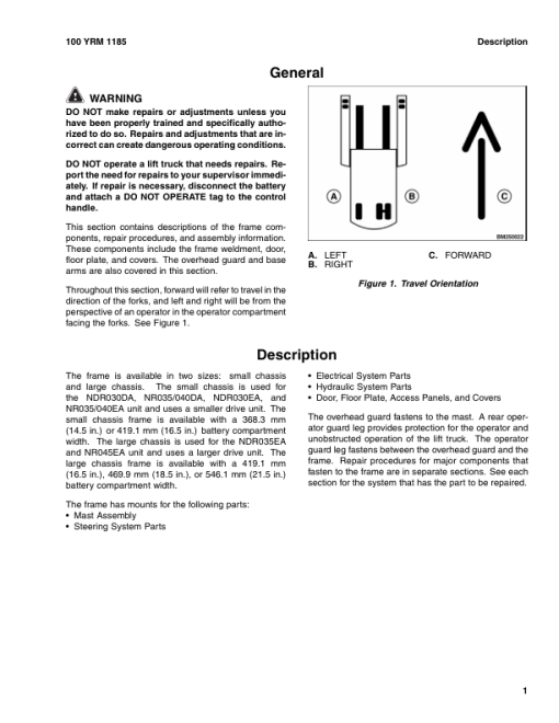 Yale NR045EA, NDR035EA Electric Narrow Aisle C861 Service Repair Manual - Image 5