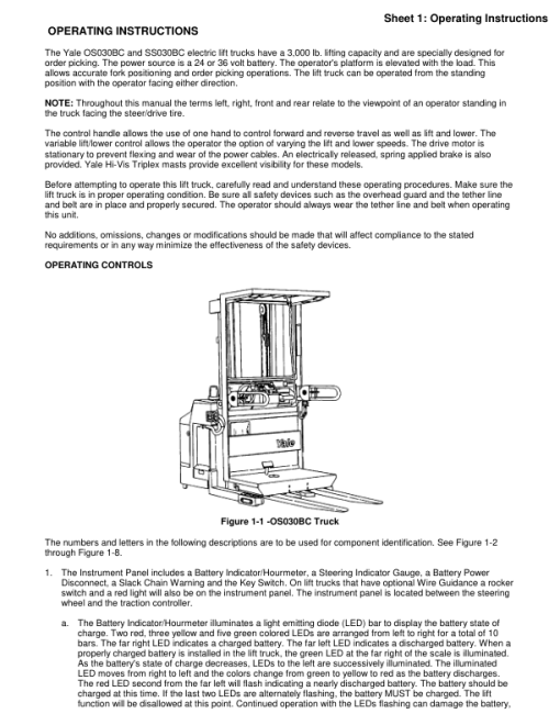 Yale OS030BC, SS030BC Forklift B826 Service Repair Manual