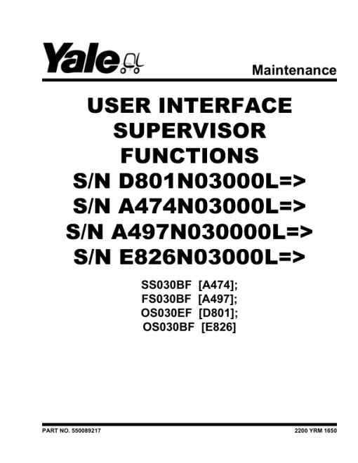 Yale OS030BF Order Picker E826 Series Repair Manual - Image 2