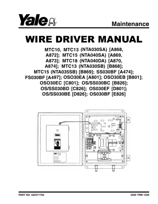 Yale OS030EC Order Picker C801 Service Repair Manual