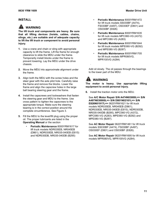 Yale OS030EF Order Selector D801 Series Repair Manual - Image 2