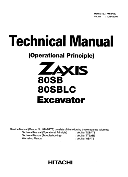 Hitachi ZX80SB, ZX80SBLC Excavator Service Repair Manual - Image 5