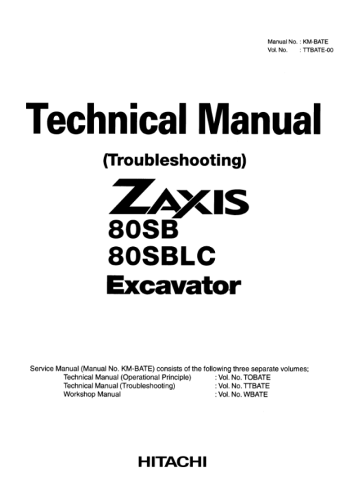 Hitachi ZX80SB, ZX80SBLC Excavator Service Repair Manual - Image 2